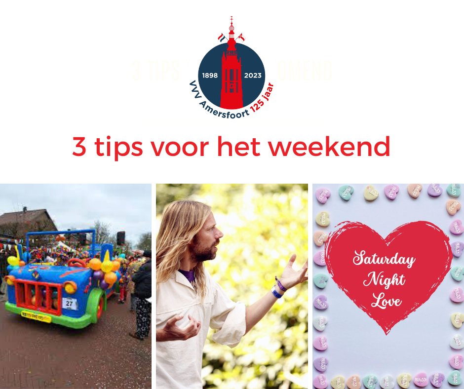 Het is alweer bijna weekend 🤗
Bij deze krijg je weer 3 leuke tips van ons!

1️⃣ Carnavalsoptocht Hoogland
eemschuumers.nl/inschrijving-o…
2️⃣ Winterse verhalen door Abe de Verteller 
theaterdekamers.nl/event/abe-vert…
3️⃣ Saturday Night Love - Restaurant 033
nul33.nl