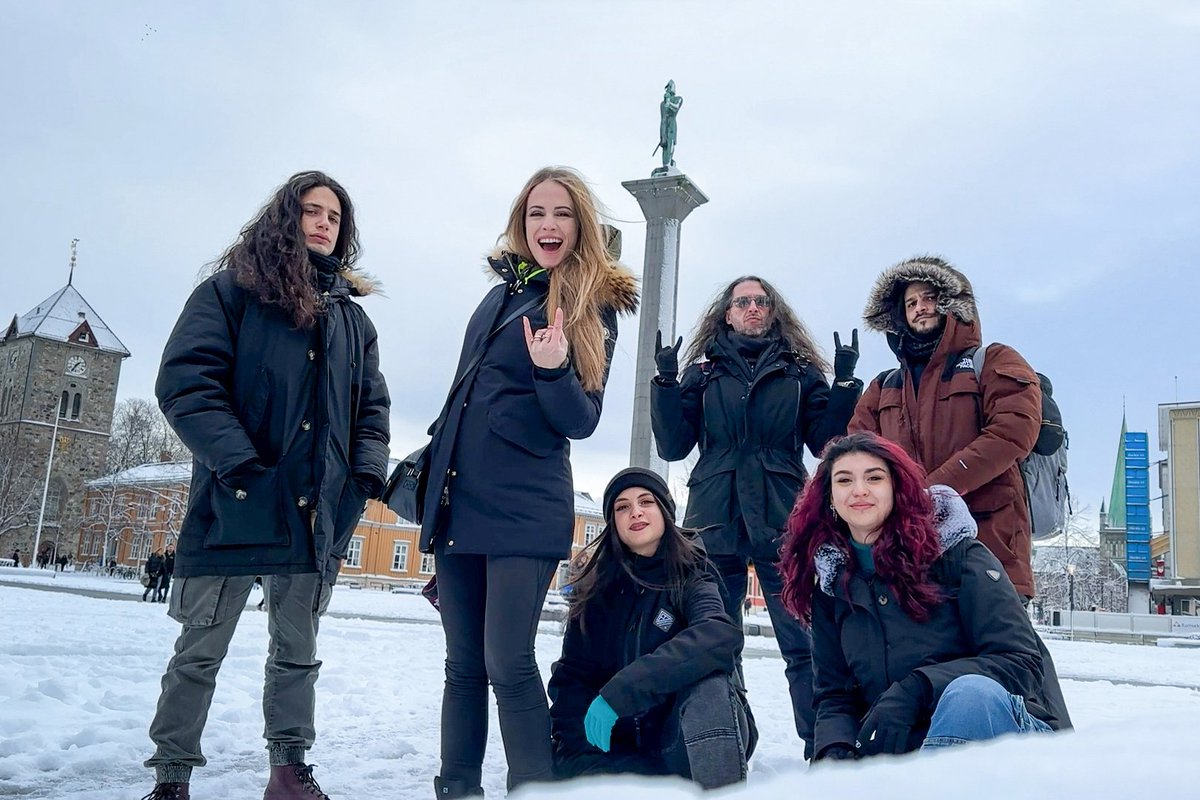 We answered the Call of the North! ❄️ To be in these places, so close to the roots of our main musical and lyrical influences is being truly epic! As we're leaving Norway behind, here's a band pic in Trondheim. Västerås Sweden today!