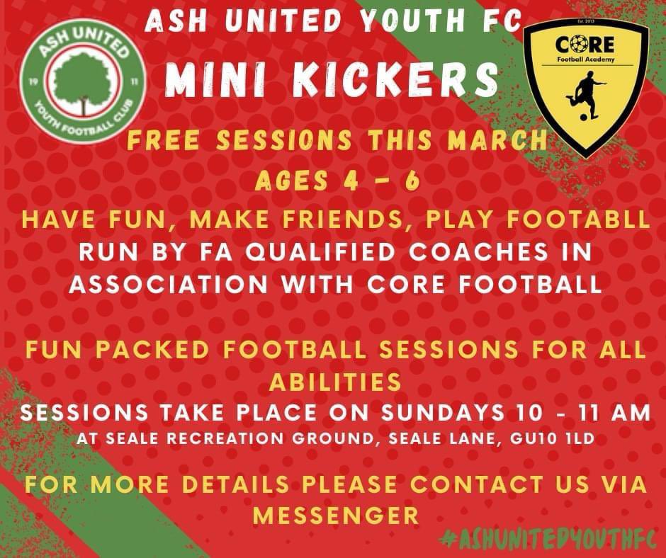 corefootacademy's tweet photo. Ash United Mini Kickers! 💛

We are over the moon to be helping Ash United Youth relaunch their mini kickers 🫱🏼‍🫲🏽

Sessions will start in March, if you’re interested in getting involved then get in touch! 

#developtogether https://t.co/Wfa3U2nmw6