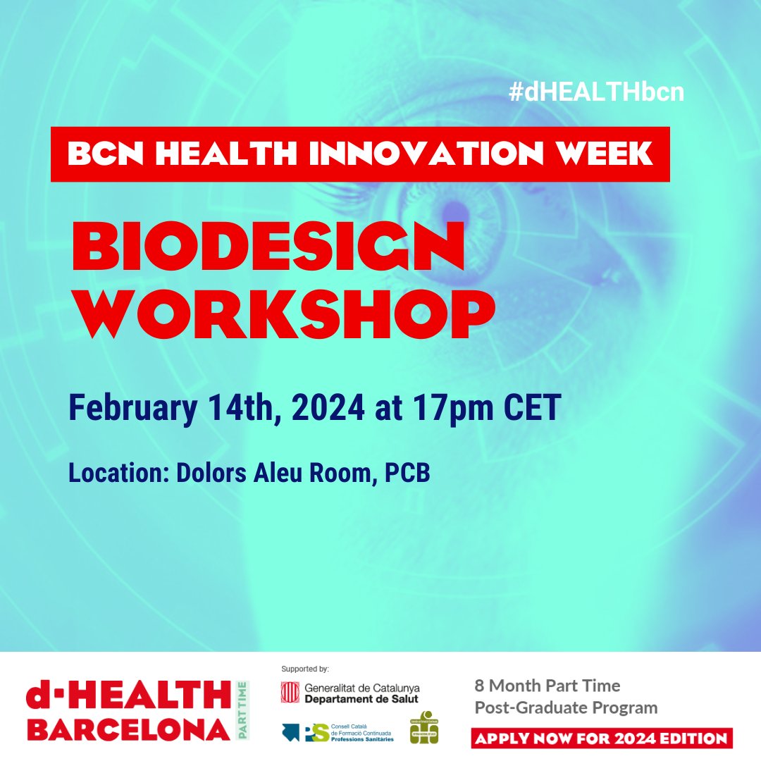 biocat_es's tweet image. 🟥 Experimenta un ciclo de innovación en salud a través de la metodología del #BioDiseño: desde la necesidad hasta la entrada de la solución al mercado

📌 APÚNTATE AHORA al workshop organizado por #dHEALTHBcn en el marco de la
#BCNHealthInnovationWeek

➡ tuit.cat/hjuW6