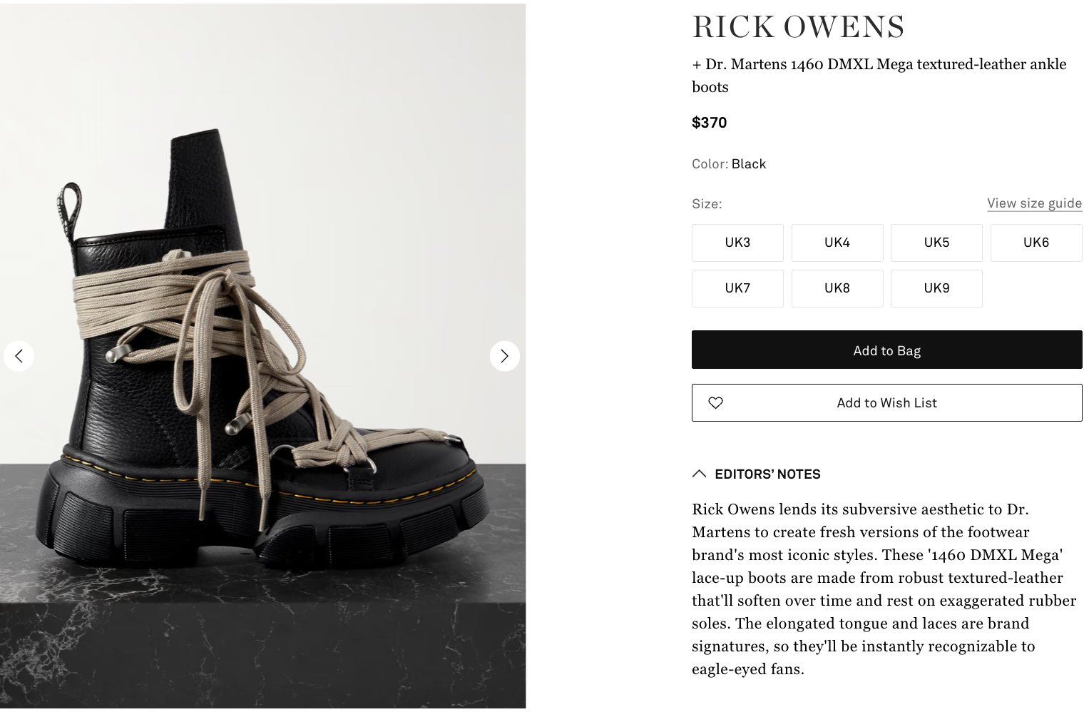 Rick Owens × Dr. Martens 1460 吹きまくっ DMXL Jumbo