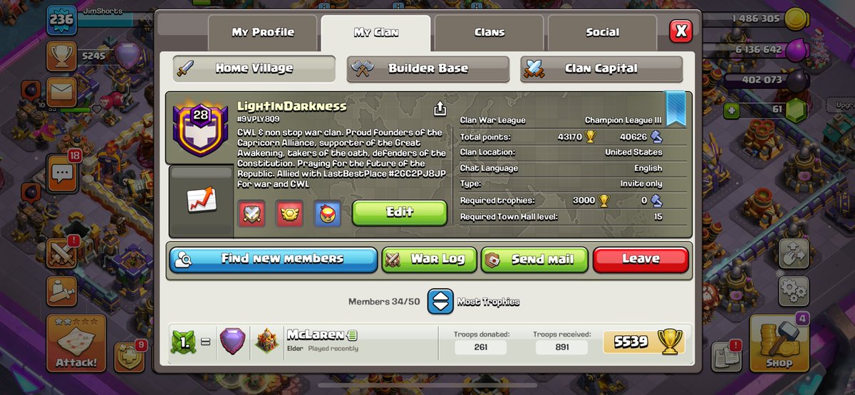 If anybody is looking for a clan or home, my clan is recruiting active TH16 players that want to be competitive. We also have other clans for minis. Our main clan is looking to push to Champs and stay there consistently. Likes and RT’s appreciated for what it’s worth. Thank you!