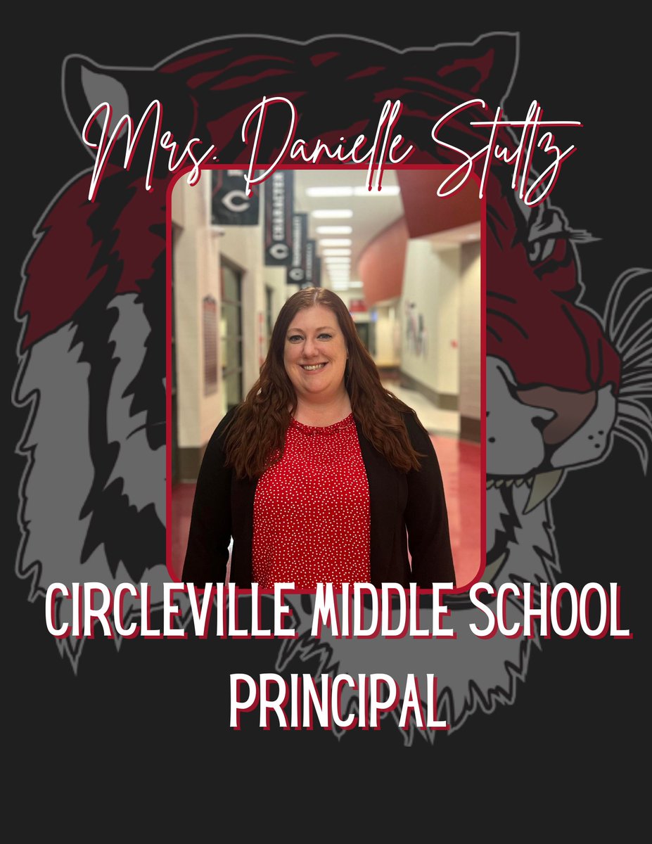 CirclevilleCity's tweet image. We are delighted to announce the new Circleville Middle School Principal, Mrs. Danielle Stultz. She will be stepping into this role at the start of the 2024-25 school year, following the retirement of Mrs. Strebe.
Mrs. Stultz is a proud alumni of CHS from the Class of 2004!