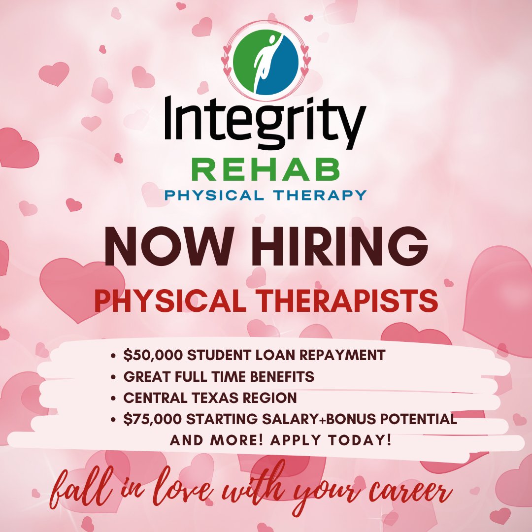 Interviews are kind of like blind dates, aren't they? Let's set one up today! ...An interview that is! 
Apply today:integrityrehab.net/career/
#JoinOurTeam #TeamIntegrity #PhysicalTherapy #CentralTexas