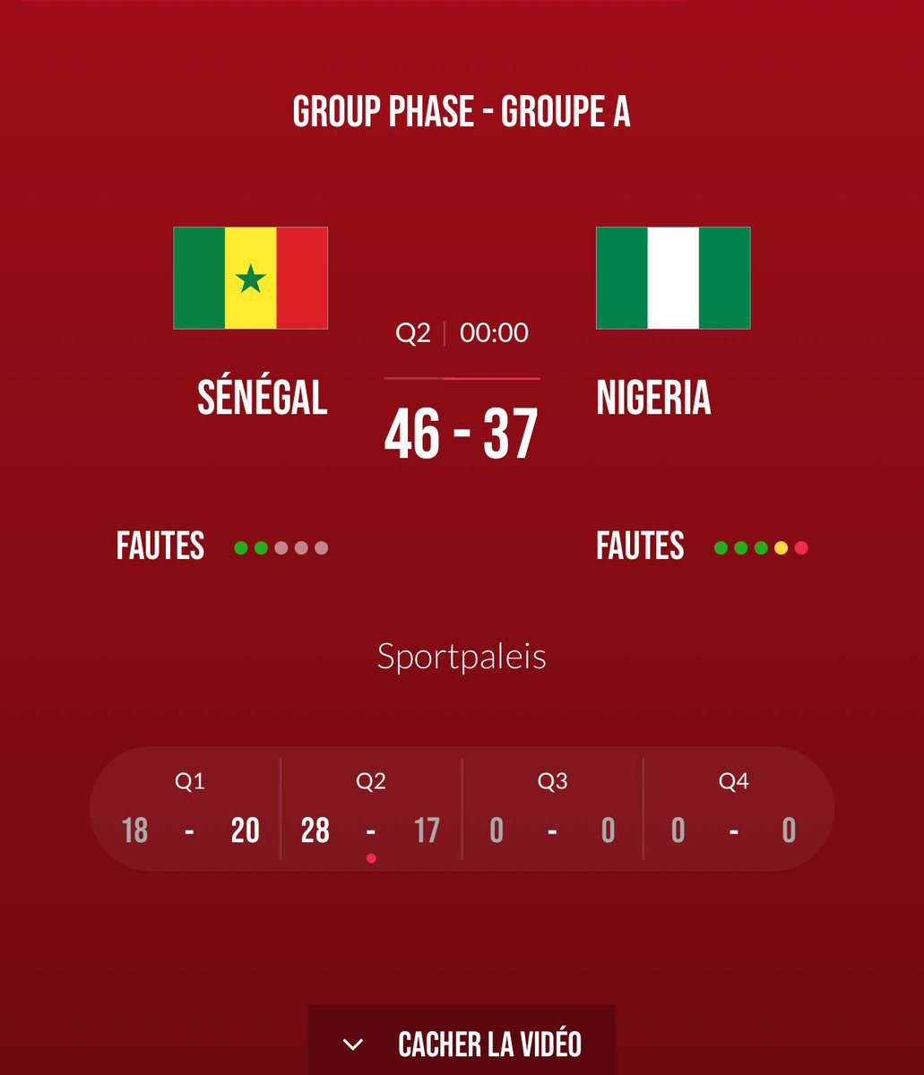 TOURNOI QUALIFICATIF AUX JEUX OLYMPIQUES ANVERS 2024 MI-TEMPS SÉNÉGAL 🇸🇳 4️⃣6️⃣- 3️⃣7️⃣ 🇳🇬 NIGERIA #FIBAOQT #SENEGAL #BASKETBALL