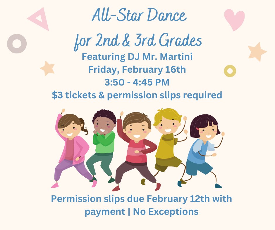 Exciting news, <a href="/HFBAllStars/">Hoffman Boston Elementary School</a>! 2nd and 3rd Graders can submit permission slips and payments for next week's dance! Reach out to <a href="/MusicHFB/">Hoffman Boston Music</a> for details. #HFBTweets