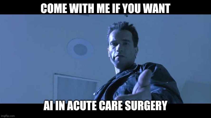 smuramed's tweet photo. Want to learn about Artificial Intelligence in Acute Care Surgery? Check out our latest episode of #EASTIntheArena w/@cjtign at @UMNSurgery! Fascinating topic & I, for one, am eager to see where it takes us!
@EAST_TRAUMA #AIinSurgery #AI #ML #LLM #TheTerminator @Schwarzenegger https://t.co/omfUTwSpik