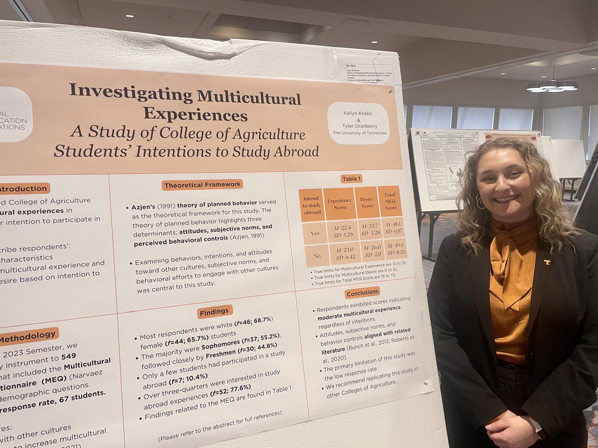 UTKALEC's tweet photo. If you're looking to engage in undergraduate research, #ALEC is a great place to do it! Congratulations to  Jordan Richardson and Kailyn Kosko for each receiving the Outstanding Poster Award at the Southern Region AAAE Conference! #GoVols #UndergraduateResearch https://t.co/am8j27sK90