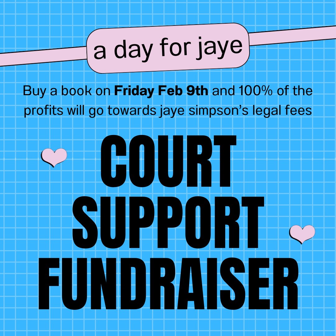 Buy a book tomorrow & 100% of the profits will go to jaye simpson’s legal fees! Last November, jaye was arrested for allegedly taking action against Scotiabank, the biggest foreign investor in Elbit systems. Let’s make sure jaye has good representation to prove she’s innocent