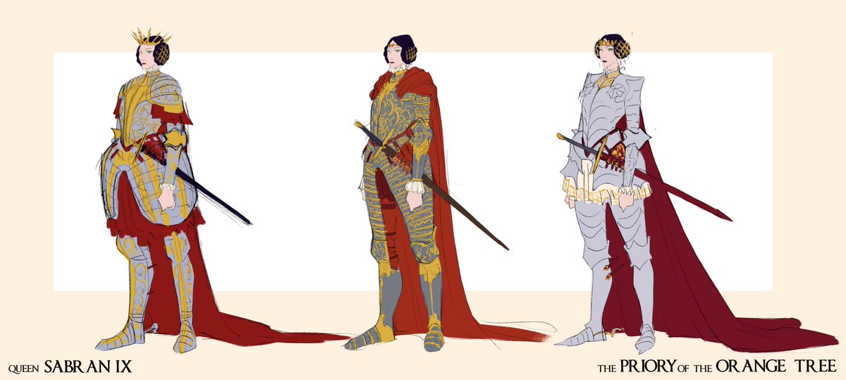 pelagicsun's tweet photo. Queen Sabran from @say_shannon 's Priory of the Orange Tree with a couple of sketches. I had lots of fun trying to make a gothic inspired elizabethan armor.
#art #PrioryoftheOrangeTree #characterdesign https://t.co/WXzMgHzfgx