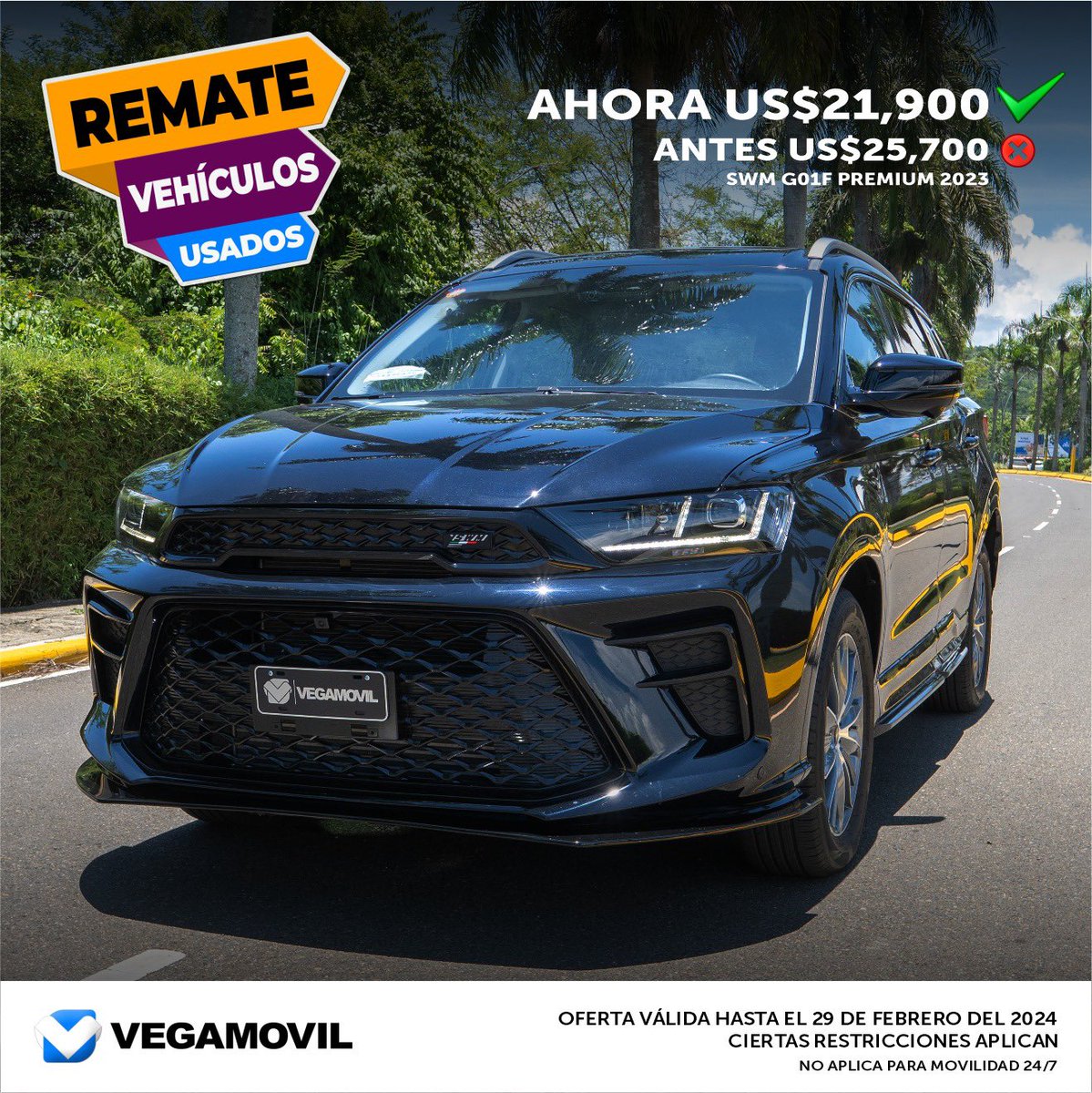 ¡REMATE VEHÍCULOS USADOS!

Tasa fija a 5 años de 14.95% sin penalización en abonos o saldos. 

Te damos respuesta inmediata!
Cotiza ahora vía whatsapp al 809-242-8208 o a nuestro correo electrónico cotizar@vegamovil.com

NO APLICAN PARA MOVILIDAD 24/7