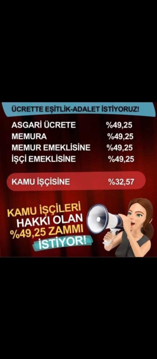 erdogan17's tweet photo. ➡️Asgari Ücrete %49,5
➡️Emekliye %49,5
➡️Memura %49,5
➡️Memur Emeklisine %49,5
➡️#Kamuişçileri'ne %32,50                    @trthaber 
@isikhanvedat
@RTErdogan
@dbdevletbahceli https://t.co/6YDaOjfTuI