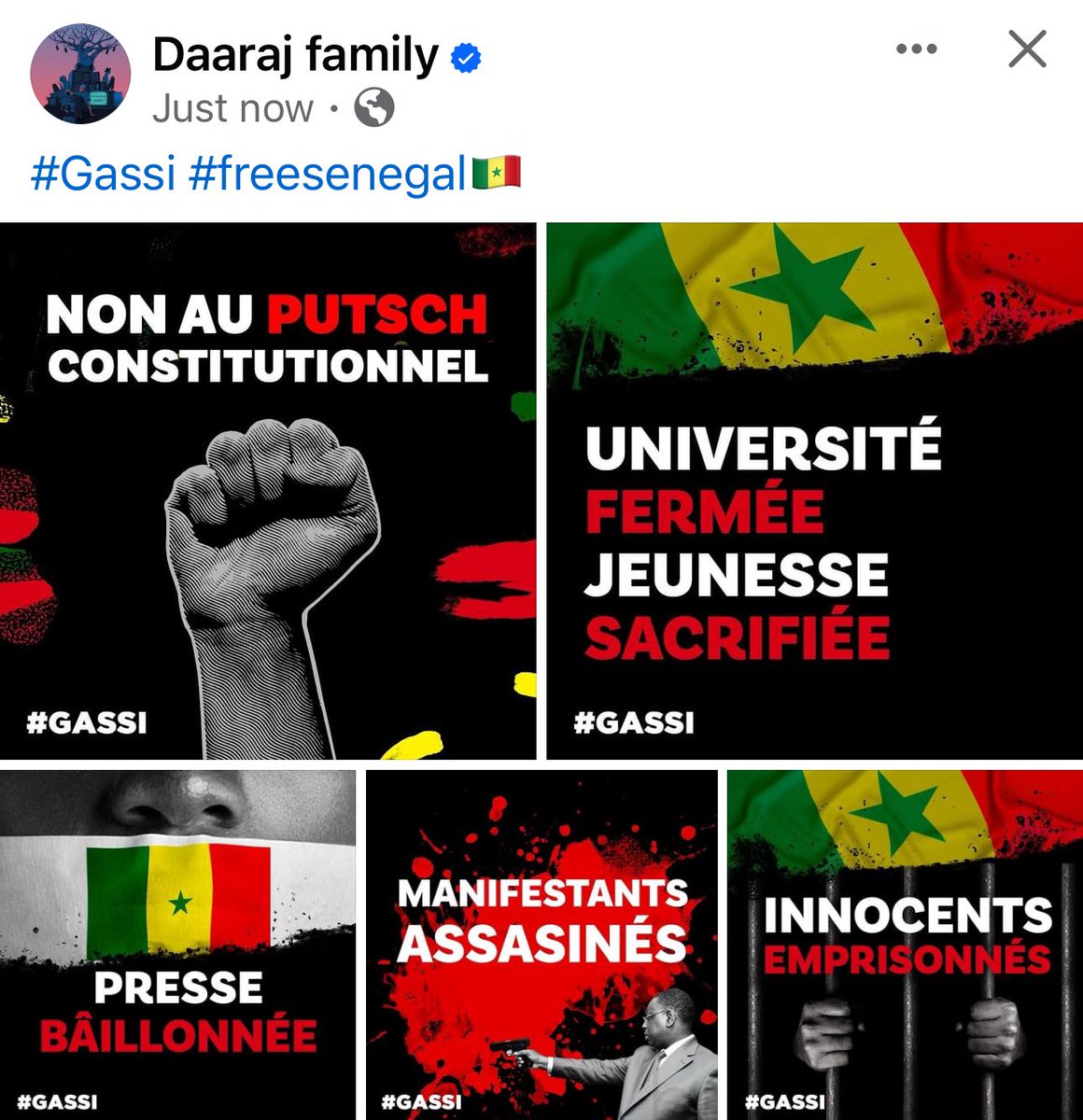@daarajfamily
Thank you for your dedication to stand up for your people.
PS: KOU NOPI COMPLICE GUA 
#FreeSenegal