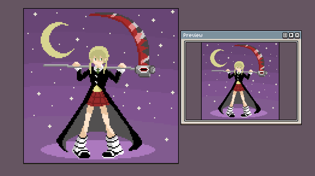 1 week of learning #pixelart, one of my favorite characters of all time from #souleater