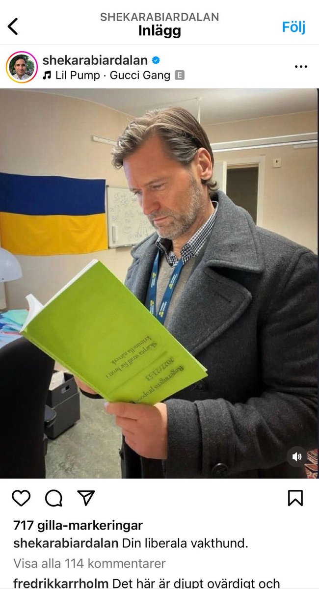 Ardalan Shekarabi, tidigare statsråd, rättspolitisk talesperson för S, lägger alltså upp en fake bild på Liberalernas riksdagsledamot Martin Melin och försöker ta heder och ära av en person som har över 30 års erfarenhet av att jobba som  polis. Vilket lågvattenmärke av sossarna!