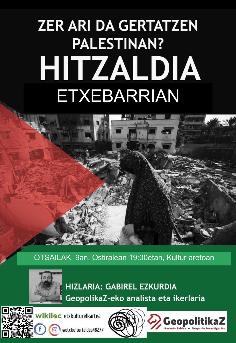 gabirelezkurdia's tweet photo. Bihar... Palestinaz eta Sionismoaz
#GazaGenocide
#ZionismIsNazism
Palestinak behar gaitu! https://t.co/wrEamlCmCU