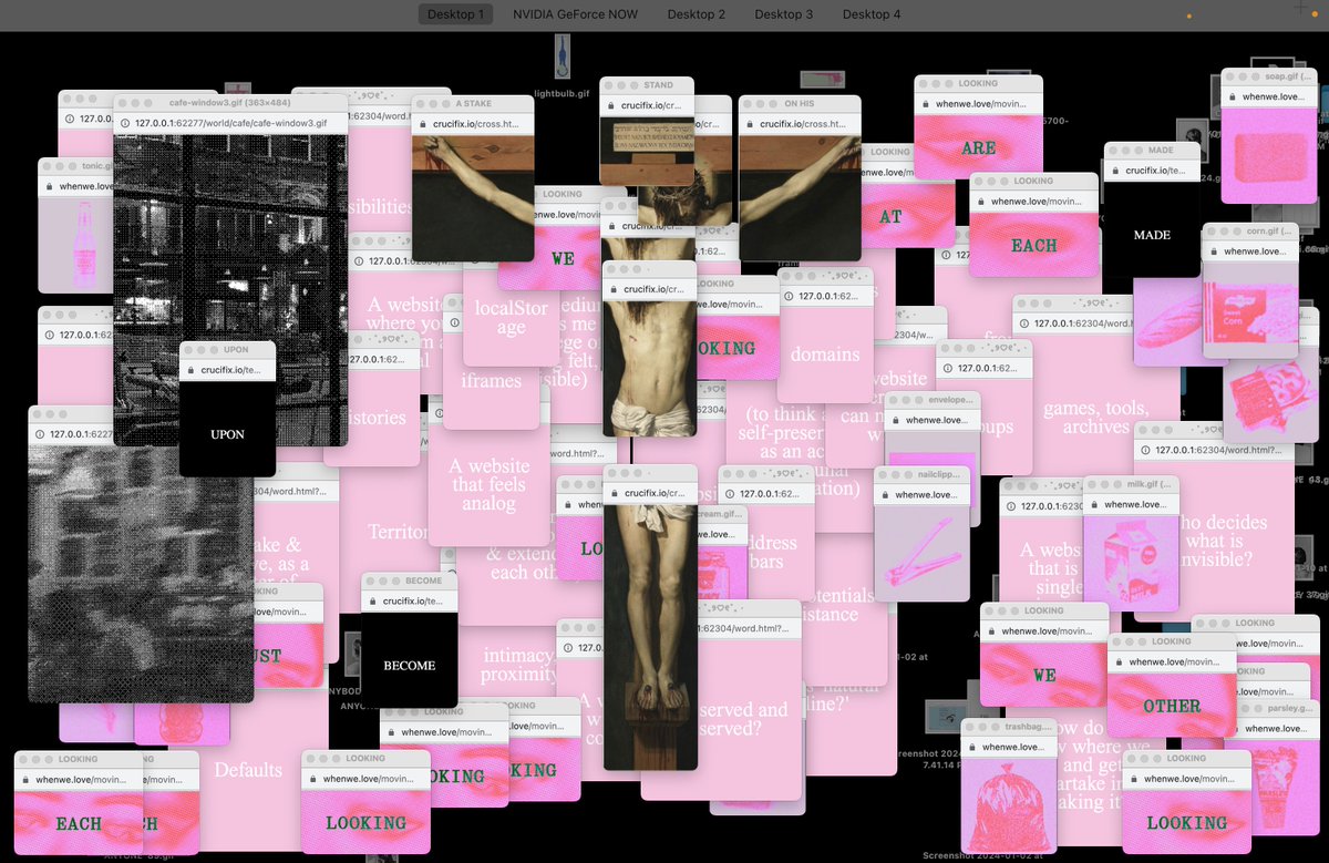 hotemogf's tweet image. desktop aftermath from my guest lectures at @sfpc&apos;s httpoetics class ✧˚💻༘ ⋆₊ 

it&apos;s a dream to blab about my websites and projects for an hour, &amp;amp; twice! thanks so much @toddwords, kayla &amp;amp; tyler