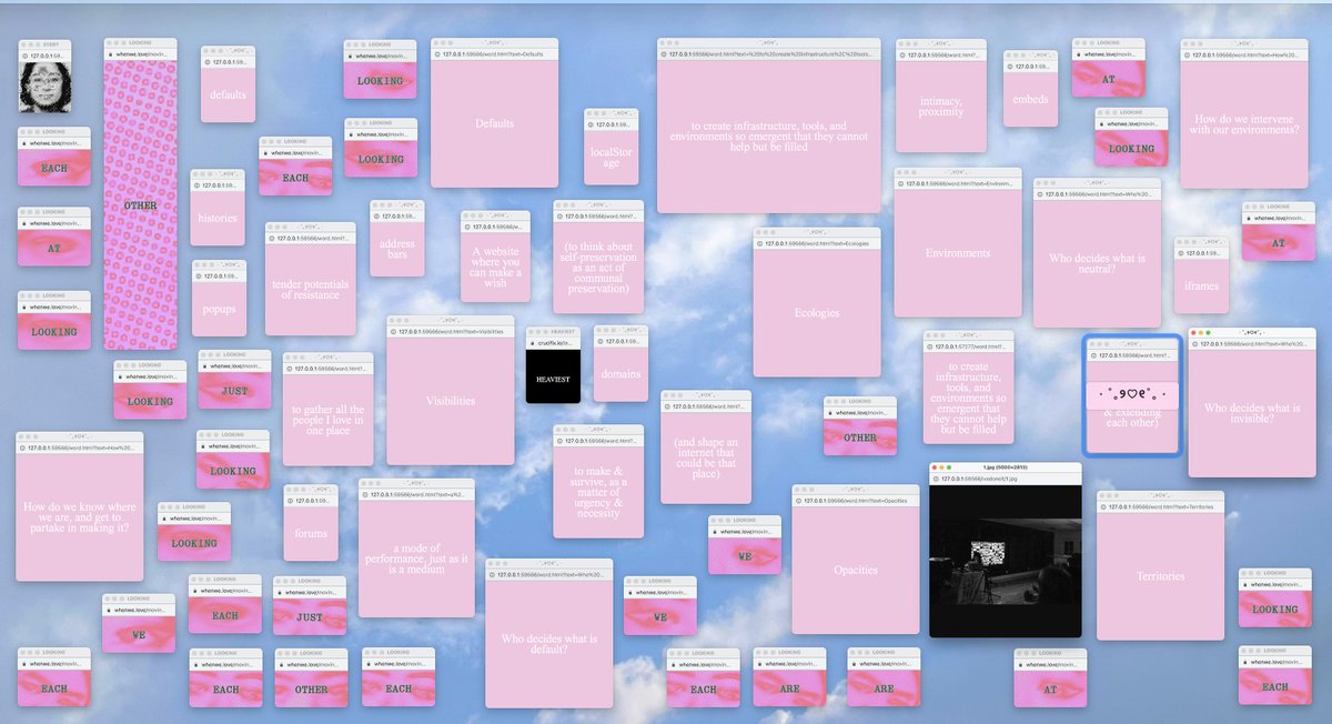 hotemogf's tweet image. desktop aftermath from my guest lectures at @sfpc&apos;s httpoetics class ✧˚💻༘ ⋆₊ 

it&apos;s a dream to blab about my websites and projects for an hour, &amp;amp; twice! thanks so much @toddwords, kayla &amp;amp; tyler