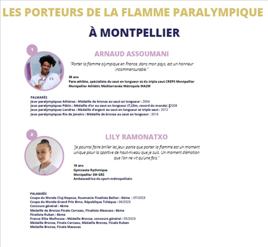 Le 25 aout, notre Métropole aura également l’honneur d’accueillir la flamme paralympique portés par deux grandes figures de notre territoire : @ArnaudAssoumani, Para-athlète - spécialiste du saut en longueur, et Lily Ramonatxo grande gymnaste rythmique !