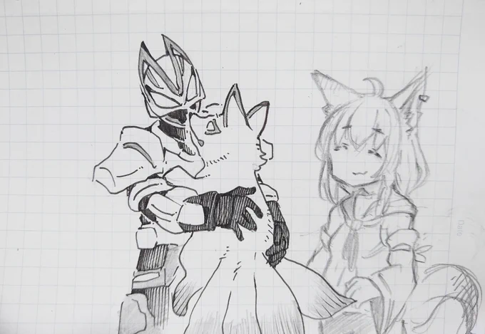 かわいい女の子とヒーローを描きました。
#絵フブキ 