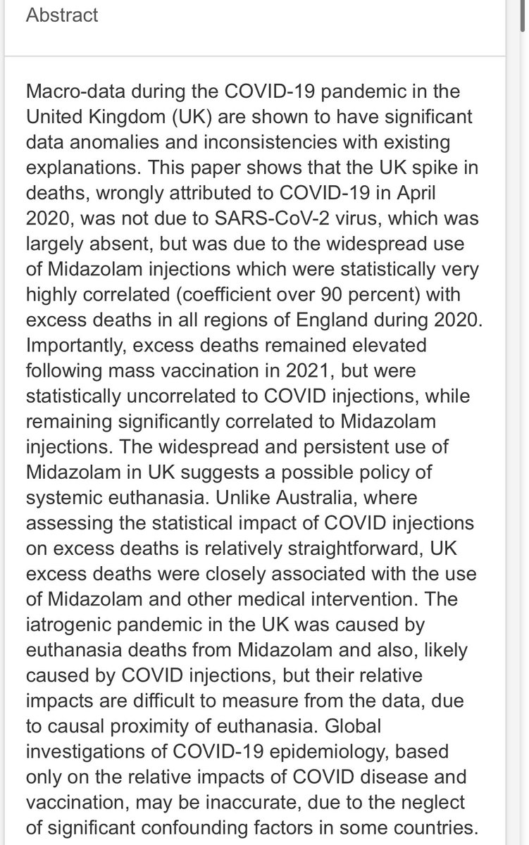 Pre-publication paper EXCESS DEATHS CORRELATE WITH MIDAZOLAM “UK spike in deaths, wrongly attributed to COVID..was due to the widespread use of MIDAZOLAM..statistically very highly correlated (coefficient over 90%) with excess deaths in..England” @ng16322 researchgate.net/publication/37…