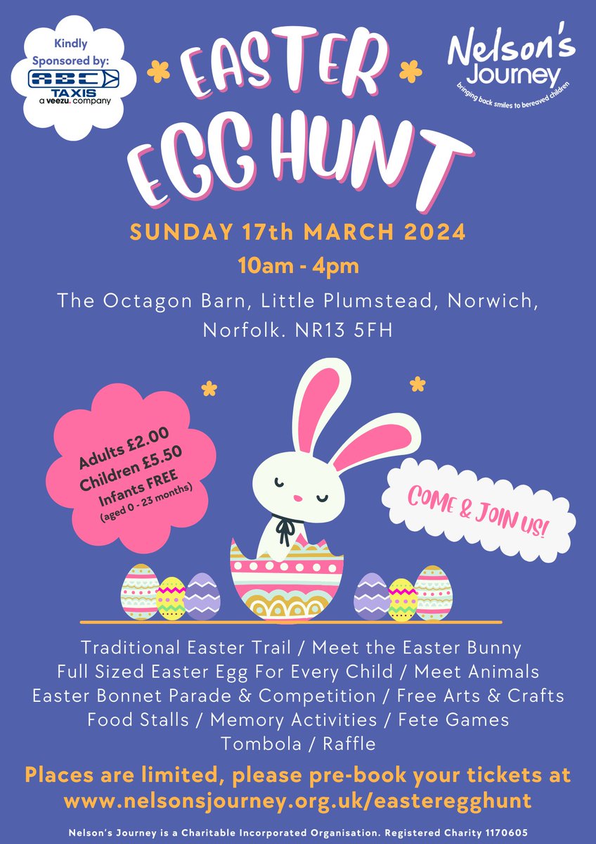 We'll be egg-cited to welcome you all here on Sunday, March 17th! Tickets for our Easter Egg Hunt are available now: eventbrite.co.uk/e/nelsons-jour…