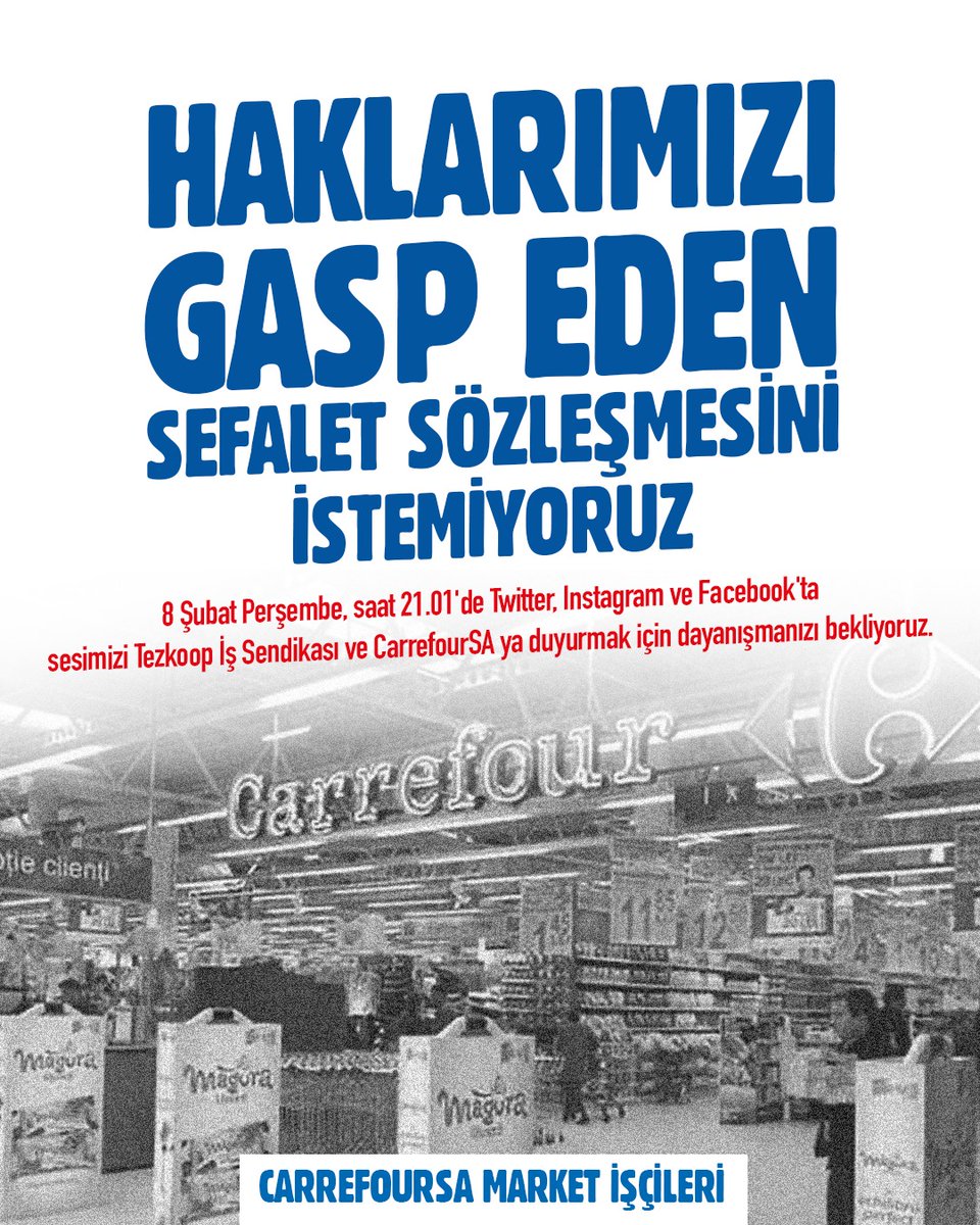 CDirenisi's tweet photo. Sefalet Sözleşmesini İstemiyoruz!
@CarrefourSA 
@tezkoopissndk 
@ozdemirogluhydr 

#KurtuluşİşçininKendiEseriOlacaktır https://t.co/5YHIU5YAQI