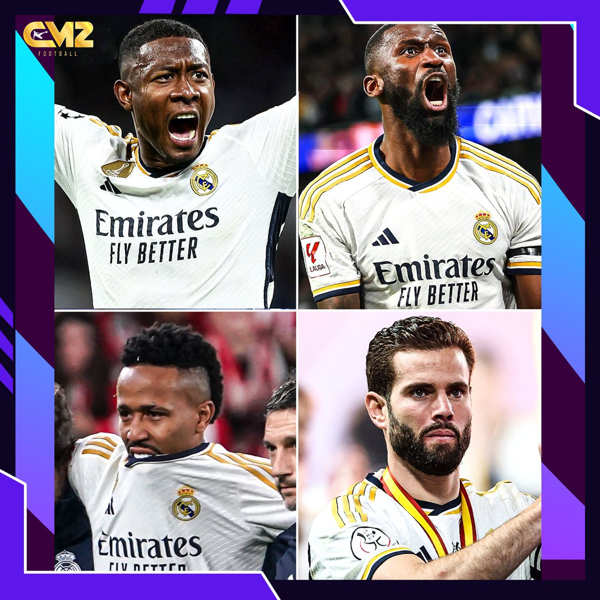 FootnBallSports's tweet photo. All of Real Madrid's centre-backs are currently unavailable 😬 ❌ ⚪️

#CM2SG #CM2MY #CM2MOVIE #CM2REWARD #CM2NOWZ https://t.co/2coOULTUj6