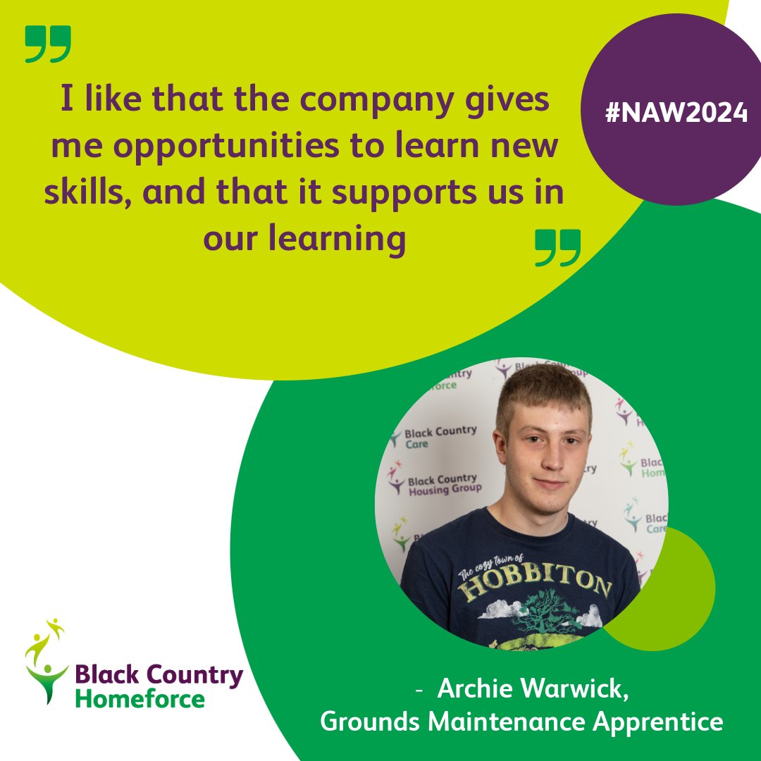 #NationalApprenticeshipWeek continues with another Apprentice testimonial. Archie works in Homeforce as a Grounds Maintenance Apprentice & is a hardworking & dedicated member of the team, supporting them to carry out a high quality gardening service on our properties.