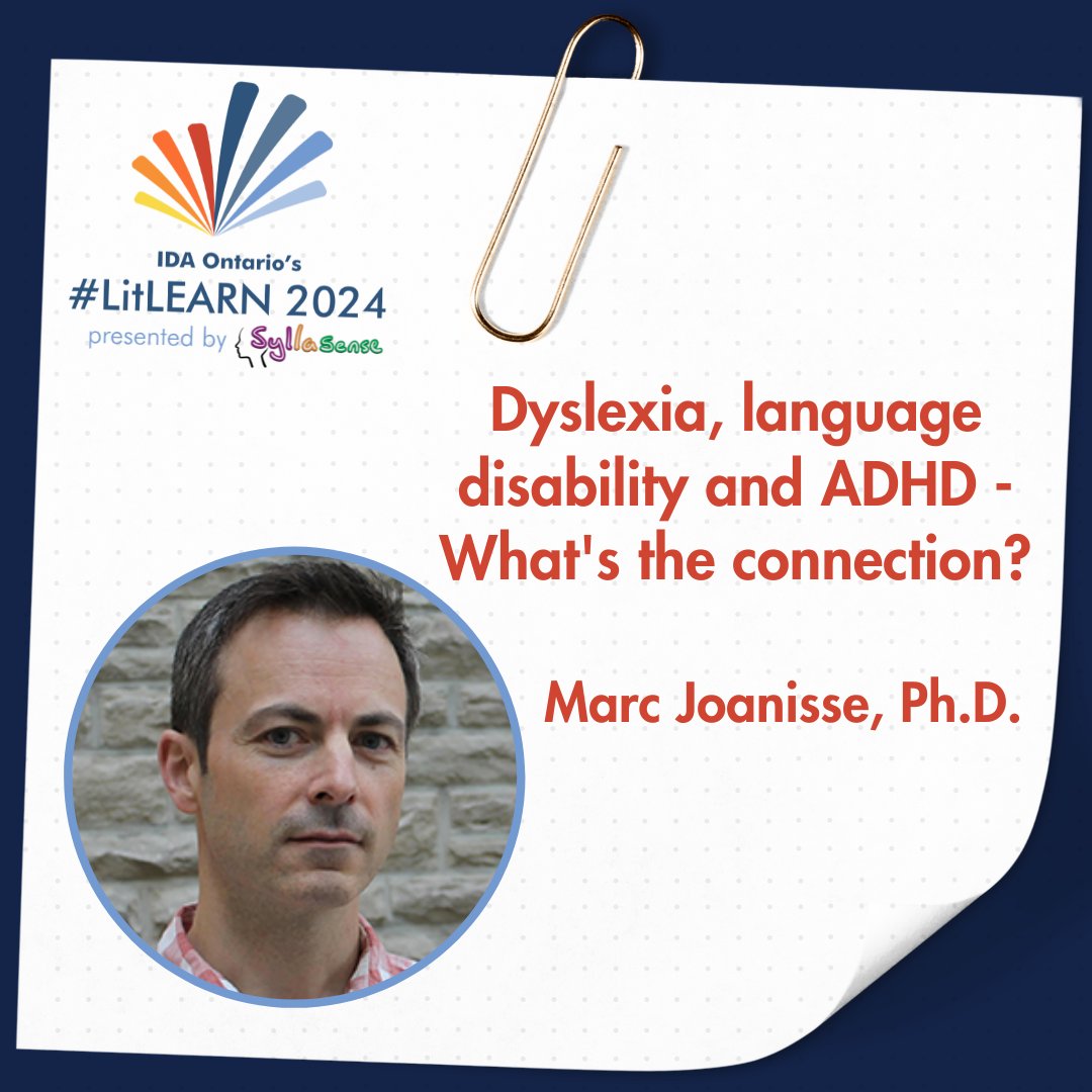 Dyslexia, language disability and ADHD - What's The Connection? We look forward to Marc Joanisse's session at #LitLearn2024!

Space is limited! Register today conference.idaontario.com