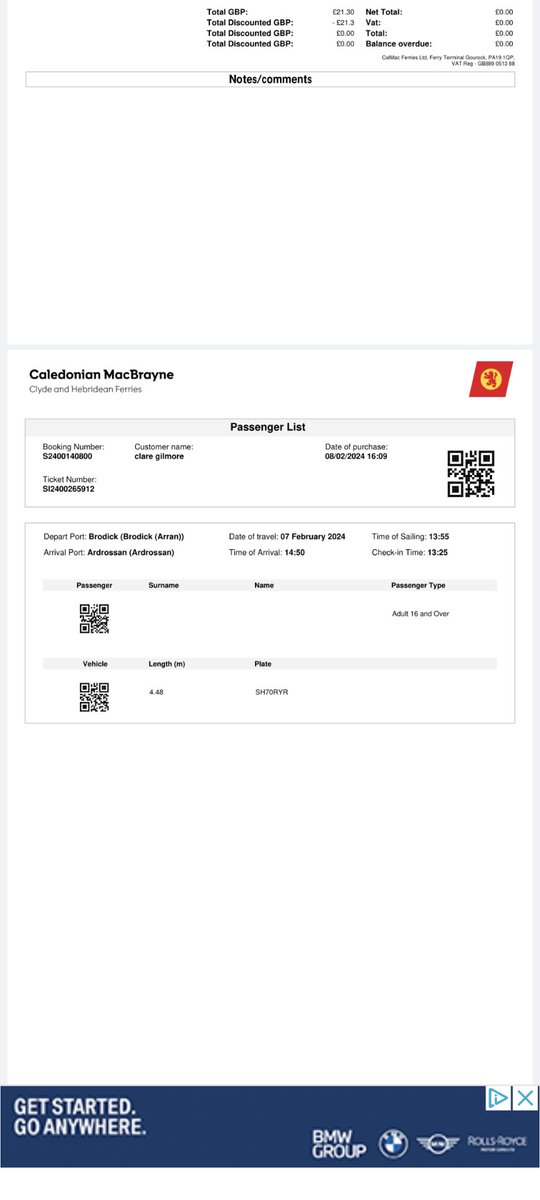 clarebreslin's tweet photo. @CalMacFerries 
Please can you tell me how you could have possibly changed my booking that so that Iam now travelling yesterday? Do you offer time travel with each booking now? https://t.co/jm35YMVZrx