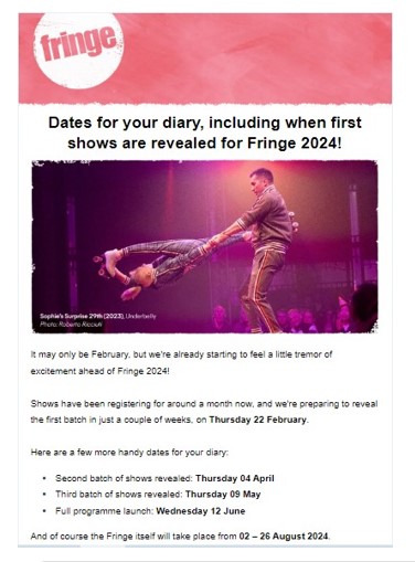 I Don't Often Use The F-Word...

But, FFFFFFFFFFFFFFFFFFFFFFFFFFFFFFF #FRINGE2024

The FFFFFFFFFFirst Tranche of Tickets Go On Sale Soon