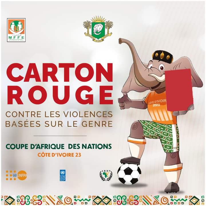 anne_houessin's tweet photo. Rejoignez le Ministère de la Femme, de la Famille et de l'Enfant de CI, l'UNFPA et l'ARDN dans la campagne Carton Rouge🟥pour dire NON aux violences basées sur le genre. Ensemble, faisons de la #CAN2023 un événement sûr &amp; équitable pour tous. #CartonRougeauVBG #YesWeCAN #0VBG https://t.co/FluKQtngsW