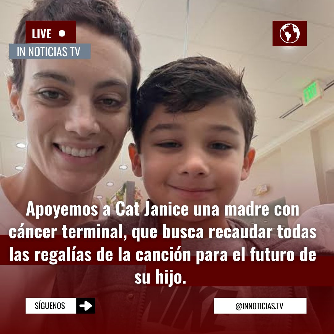 InnoticiasTv's tweet photo. Apoyemos a @catjanice un gran madre que busca darle un futuro a su hijo,
Pues ella con cáncer terminal le queda poco tiempo.
Busquen su tema musical cada vez lo escuches ella podrá generar para su hijo. https://t.co/Wkh6BHXbmw