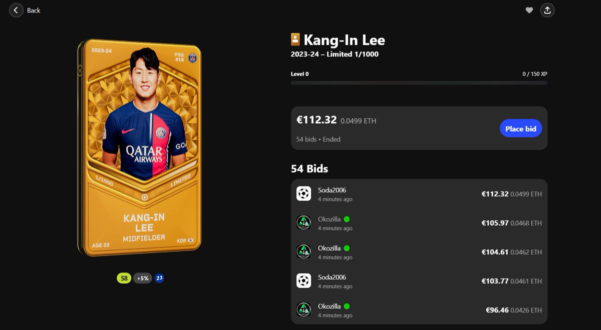 what is that? <a href="/Sorare/">Sorare</a> <a href="/soraresupport/">Sorare Support</a>
who is paying over 100e for that card? the guy old card worth 15e from different team, okay, but still, over 100??

people are disgusting rich