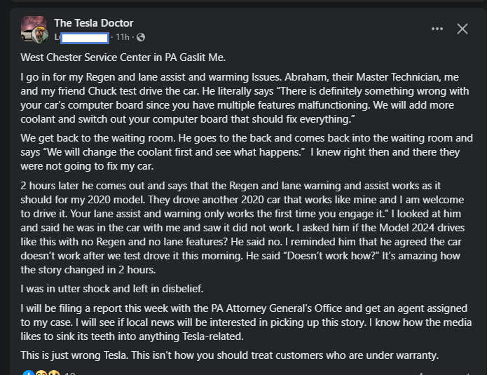beyerch's tweet photo. Ugh..... My most recent service visit was similar to this in many ways. Feels like a bad pattern...
#Tesla $TSLA #TSLA $TSLAQ #TSLAQ #customerservice #disservice #gaslighting @PAAttorneyGen https://t.co/WD4JIjljaf