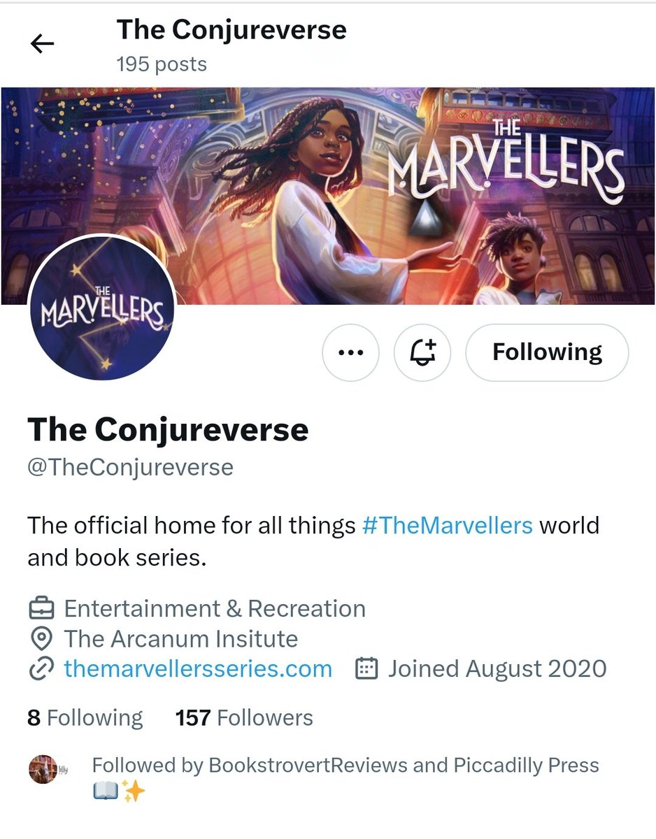 WOW! Following @theconjureverse for all things #TheMarvellers 🔥 I just found out @TheConjureverse IS the phenomenal Dhonielle Clayton!! 50k more people need to follow this immediately 🎆 #mglit #kidlit #mgducks #MG  #authorscommunity  #WritingCommmunity