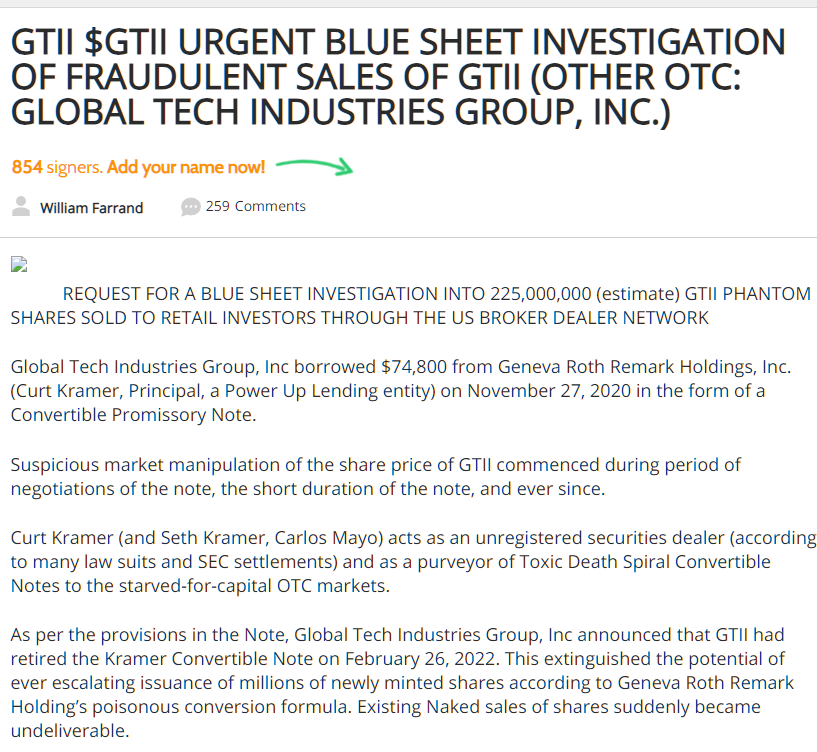 $MMTLP what a coincidence!
HAM, William, and $GTII naked short enthusiasts asking for ReleaseTheBlueSheets for GTII long before the MMTLP halt. 

I wonder where HAM, and John Brda and Curt Kramer hang out.