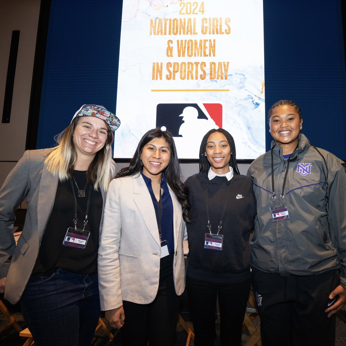 MLBRBI's tweet photo. Celebrating Ciera Jones, Giselle Garcia, Mo’ne Davis, &amp; Alyssa Quary who represented RBI programs as coaches &amp; alumni during the #NGWSD event at the MLB Headquarters in New York! 💛🖤🥎⚾️ https://t.co/VOXba7p47V