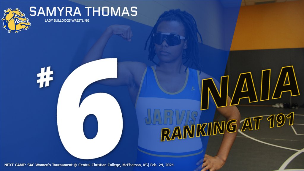 Jarvis Christian University Women's Wrestling 
Samyra Thomas ranked 6th in NAIA National Rankings at 191lbs
#HBCU