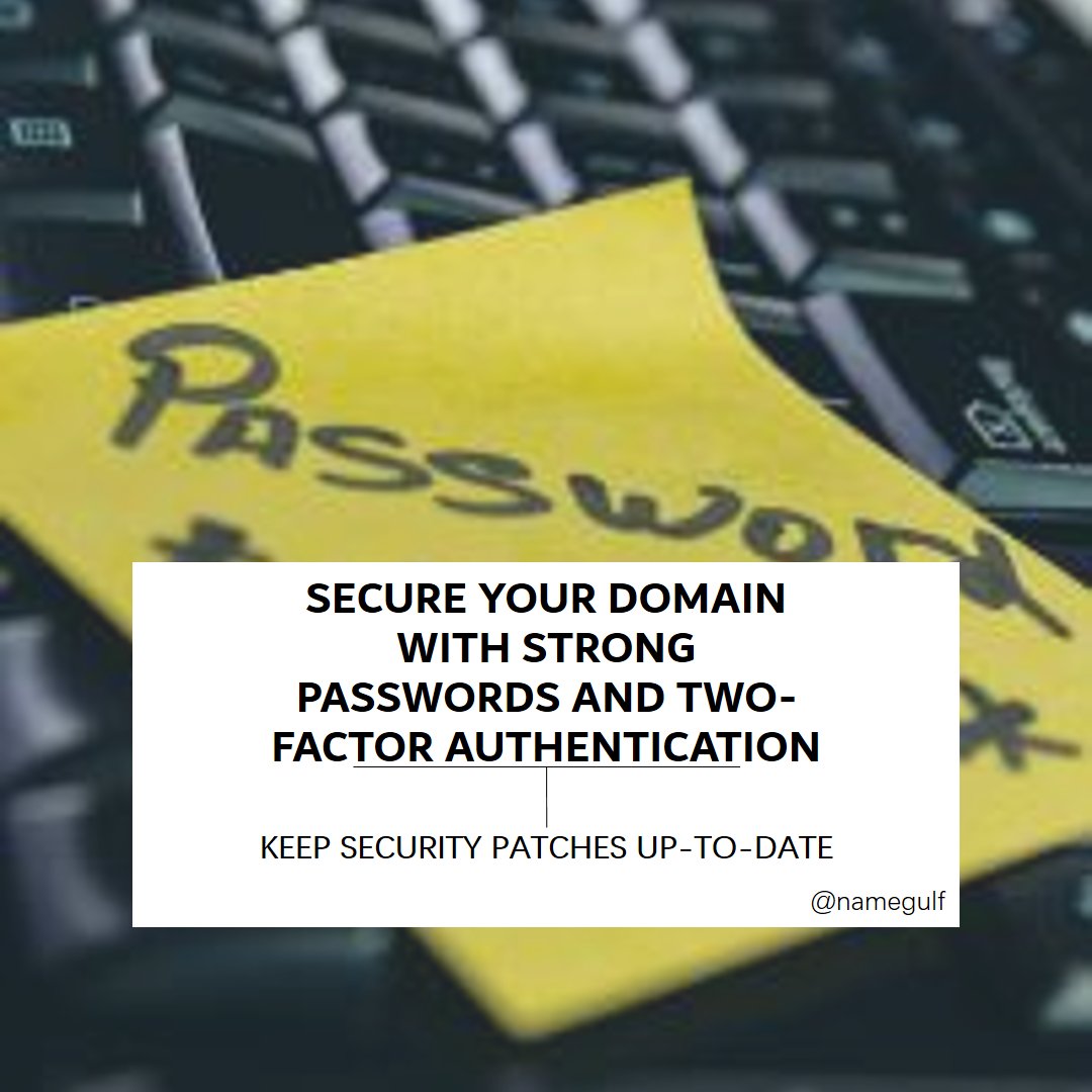 namegulf's tweet image. 🌐 Secure your domain like you lock your front door. Set strong  passwords, enable two-factor authentication, keep security patches up-to-date. 🛡️ 

#DomainSecurity #OnlineSafety #domain