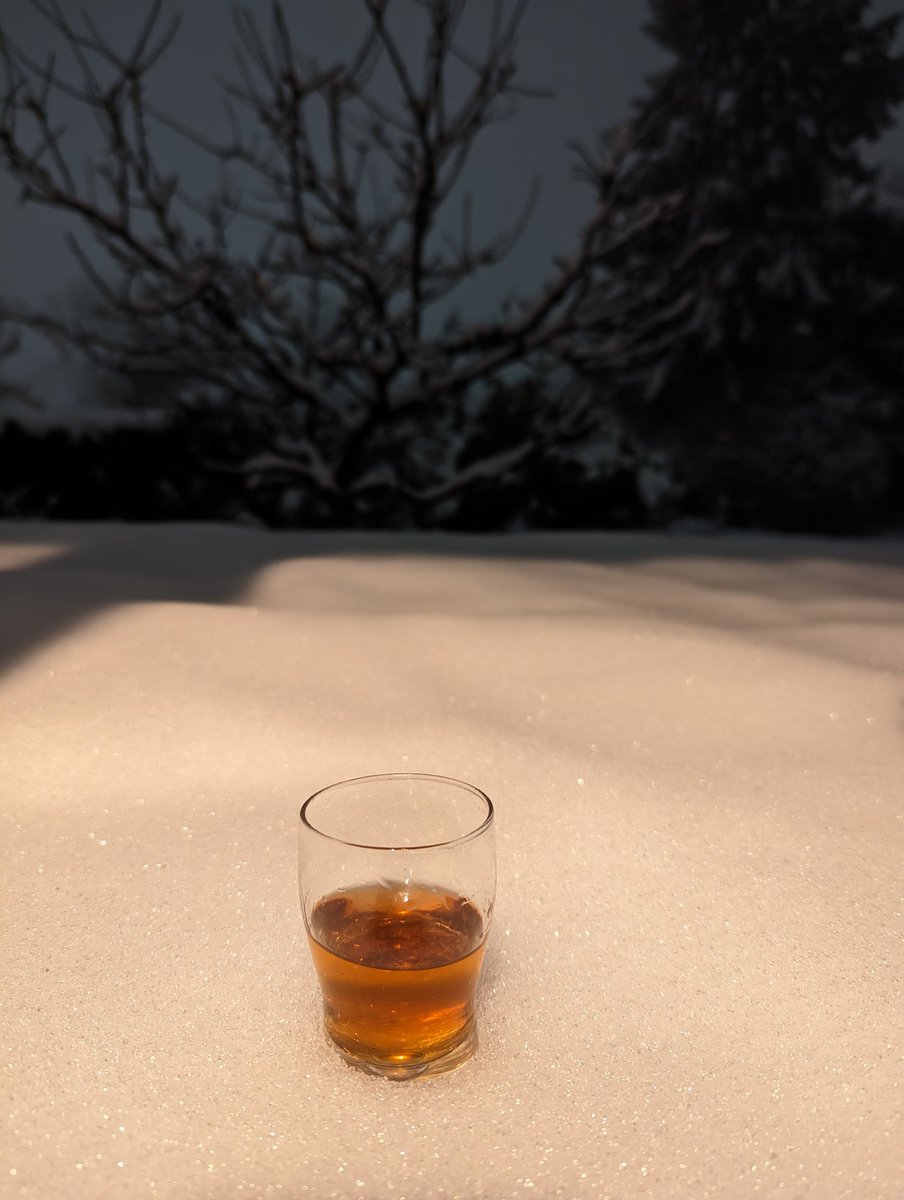 Alpine aperitif action on a snowy day.