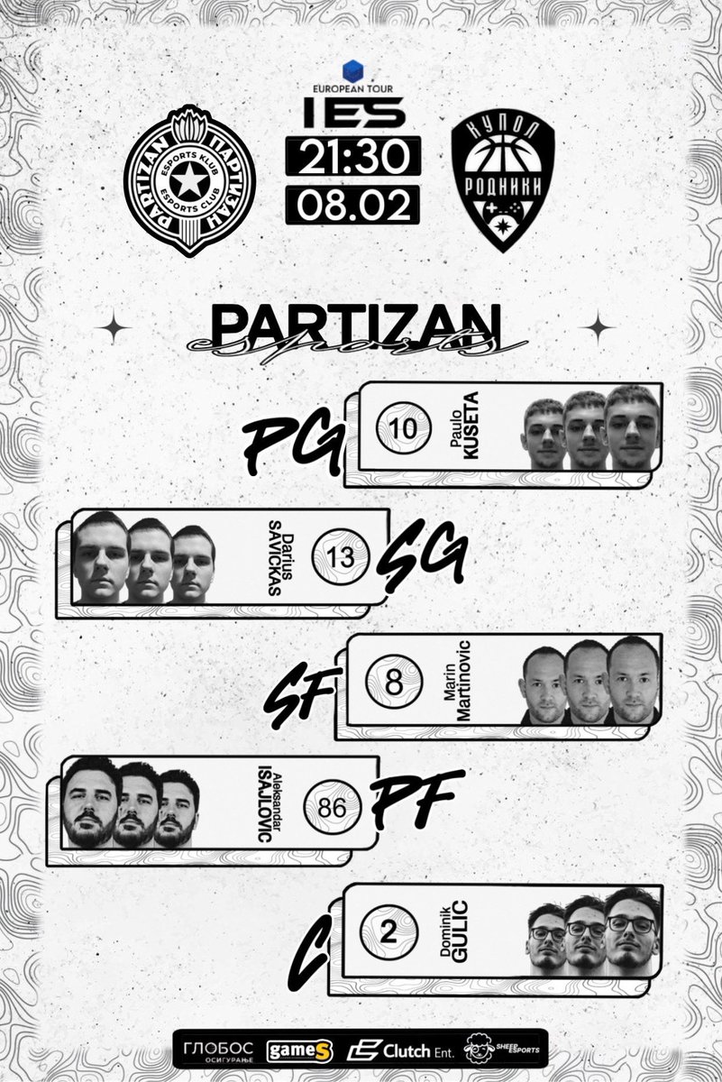 #NBA2K24 

Gameday! ⚫️⚪️

Tuned in tonight and give support to your favorite team 💪🏻

🏆<a href="/2K_IES/">International E-Sports (IES)</a> 
⏰ 21:45 CET
🆚 <a href="/Kupol_eSports/">Kupol Rodniki eSports</a> 
📺 youtube.com/@PartizanEspor…

<a href="/isazh86/">Aleksandar</a> 
<a href="/N1Maldini/">Paulo</a> 
<a href="/Extreme5K/">Extreme</a> 
<a href="/hvhIegend/">Kurt</a> 
<a href="/zynga91/">Zyngaa1</a> 
<a href="/guleziii/">gulezi</a> 

#ajmocrnobeli