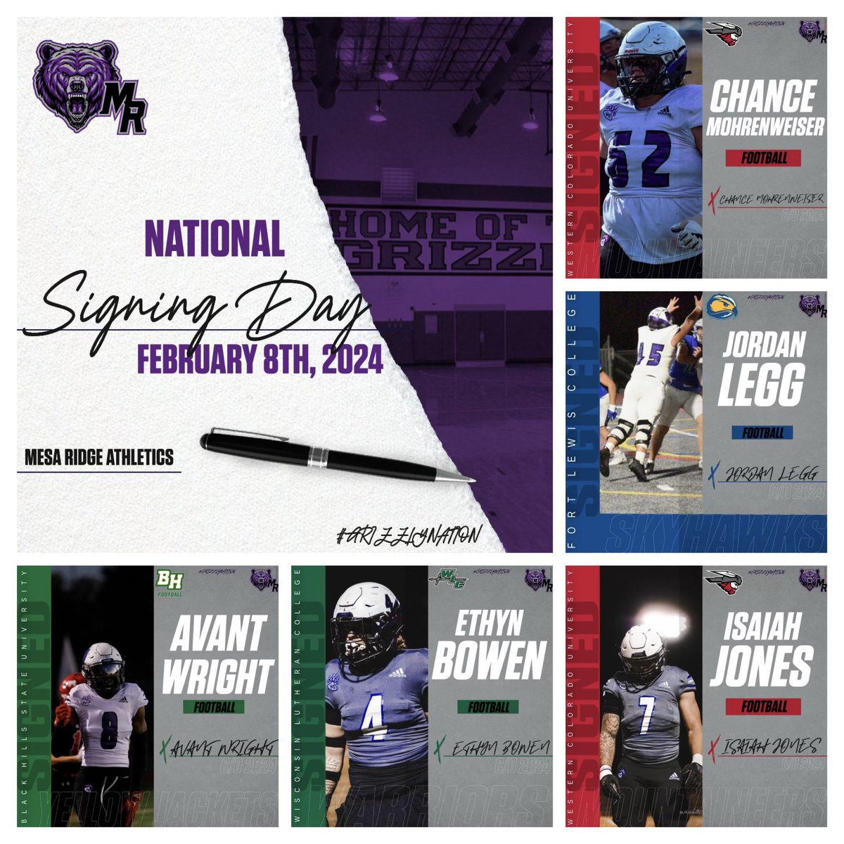 Congratulations!! 5 Grizzlies on to the next level !! Best of Luck !! <a href="/jcalip_02/">J_Calip02</a> <a href="/MRHSGRIZZLIES/">Mesa Ridge Grizzlies</a> <a href="/WidefieldD3/">widefieldd3</a> <a href="/WSD3ParksAndRec/">Widefield Parks&Rec</a> <a href="/fountain_preps/">Fountain Valley Preps</a> <a href="/gazettepreps/">Gazette Preps</a>