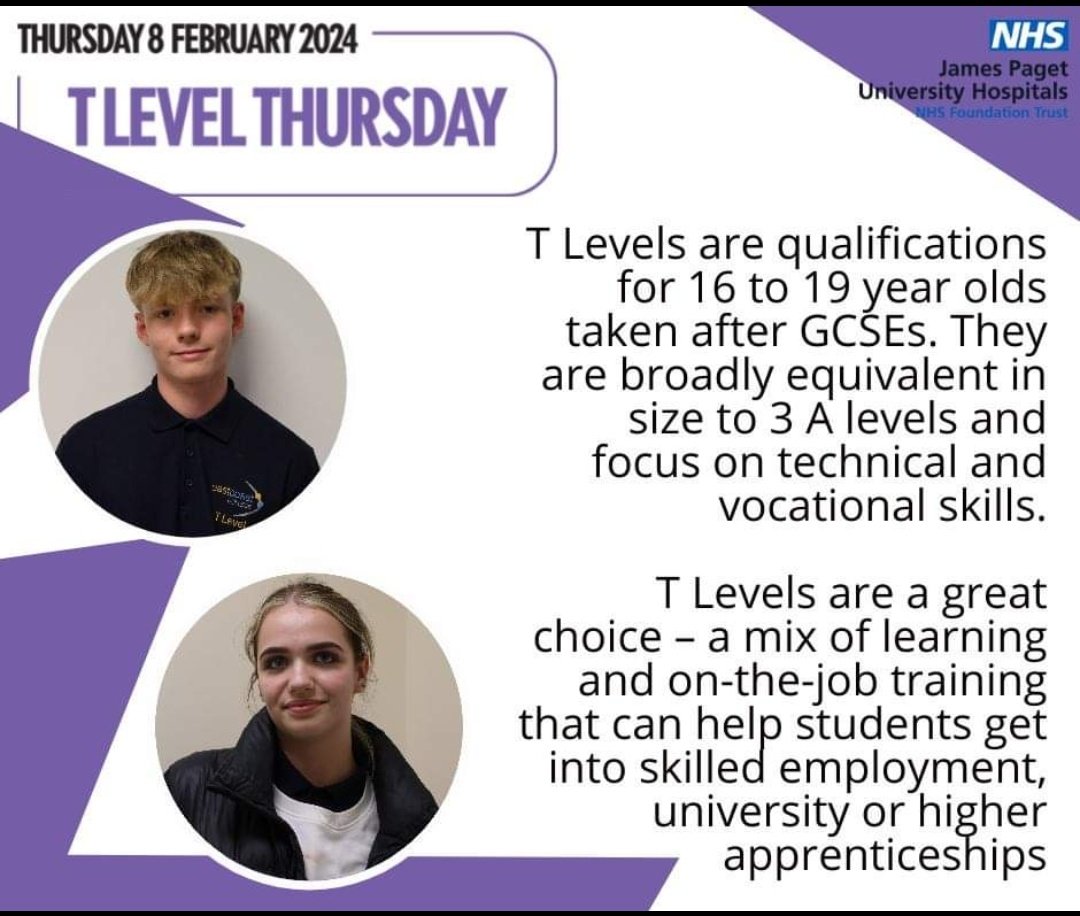 JPUH Apprenticeships (@jpuh_apprentice) on Twitter photo Two of our TLevel students, Nathan and Courtney, are pictured below!
They are currently on placement, along with other students from <a href="/EastCoast_Coll/">East Coast College</a>, for their TLevel Health course.
#TLevels #NAW2024 Two of our TLevel students, Nathan and Courtney, are pictured below!
They are currently on placement, along with other students from <a href="/EastCoast_Coll/">East Coast College</a>, for their TLevel Health course.
#TLevels #NAW2024