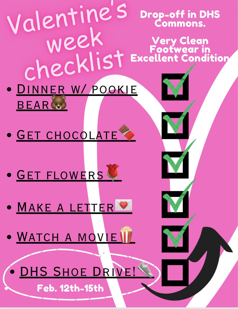 DHS_BusinessEd's tweet photo. @DeSotoWildcats Family 
DHS Shoe Drive  
When: Week of Feb. 12th - 15th 
The GOAL is to add some clean footwear in excellent condition to the *NEW* DHS Student Care Closet. 
"Show some love Wildcats by donating!" https://t.co/7wt3TRkA62