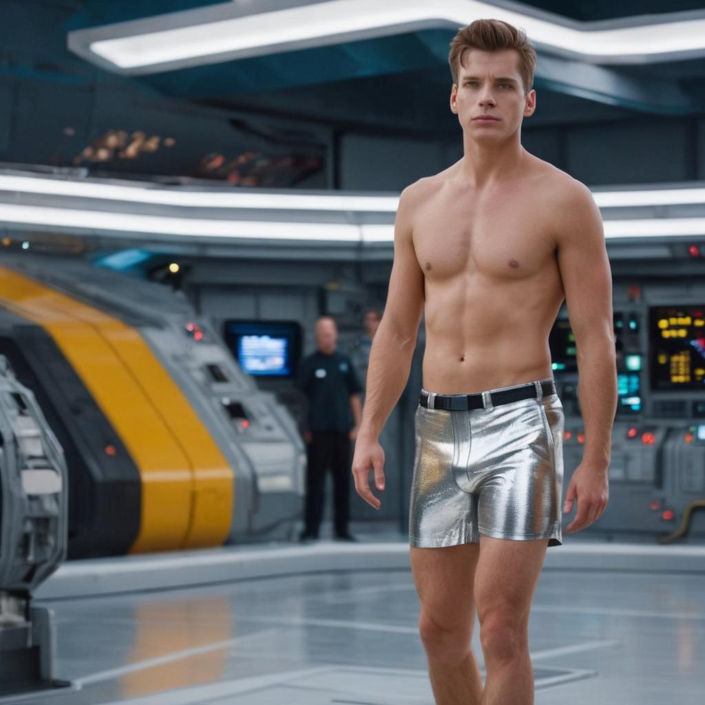 justshinyshorts's tweet photo. I was pleased to be promoted to Ensign, but less than pleased with the ensign uniform on board the Starship Intercourse. I hope I'm promoted to lieutenant soon. Even crewmen wear tops.
#gayscifi #gaysciencefiction
#gayhumiliation #gayshorts #gayai #embarrassedmale #shirtlessguy https://t.co/VZxw1nikiV