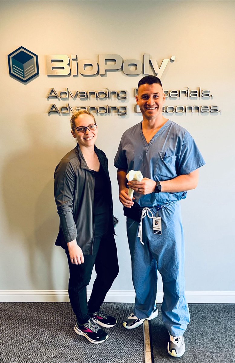 BioPolyOrtho's tweet photo. Congratulations to Dr. Nelson for being the first ever U.S. surgeon to be trained on the BioPoly Knee.  We are excited to begin enrolling patients for our FDA-approved clinical study!

#biopoly #syntheticcartilage #knee #clinicalstudy #surgeon https://t.co/u69we0iK7V