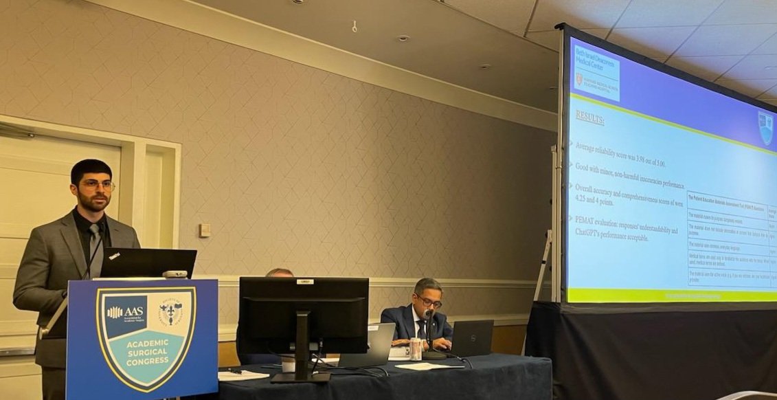 Very proud of my research fellow, Samir Mitri, who presented our latest research on axillary management in TNBC and the role of AI in breast cancer patient education. Great job from a future leader in academic medicine. #ASC2024 #Research #Breastcancer