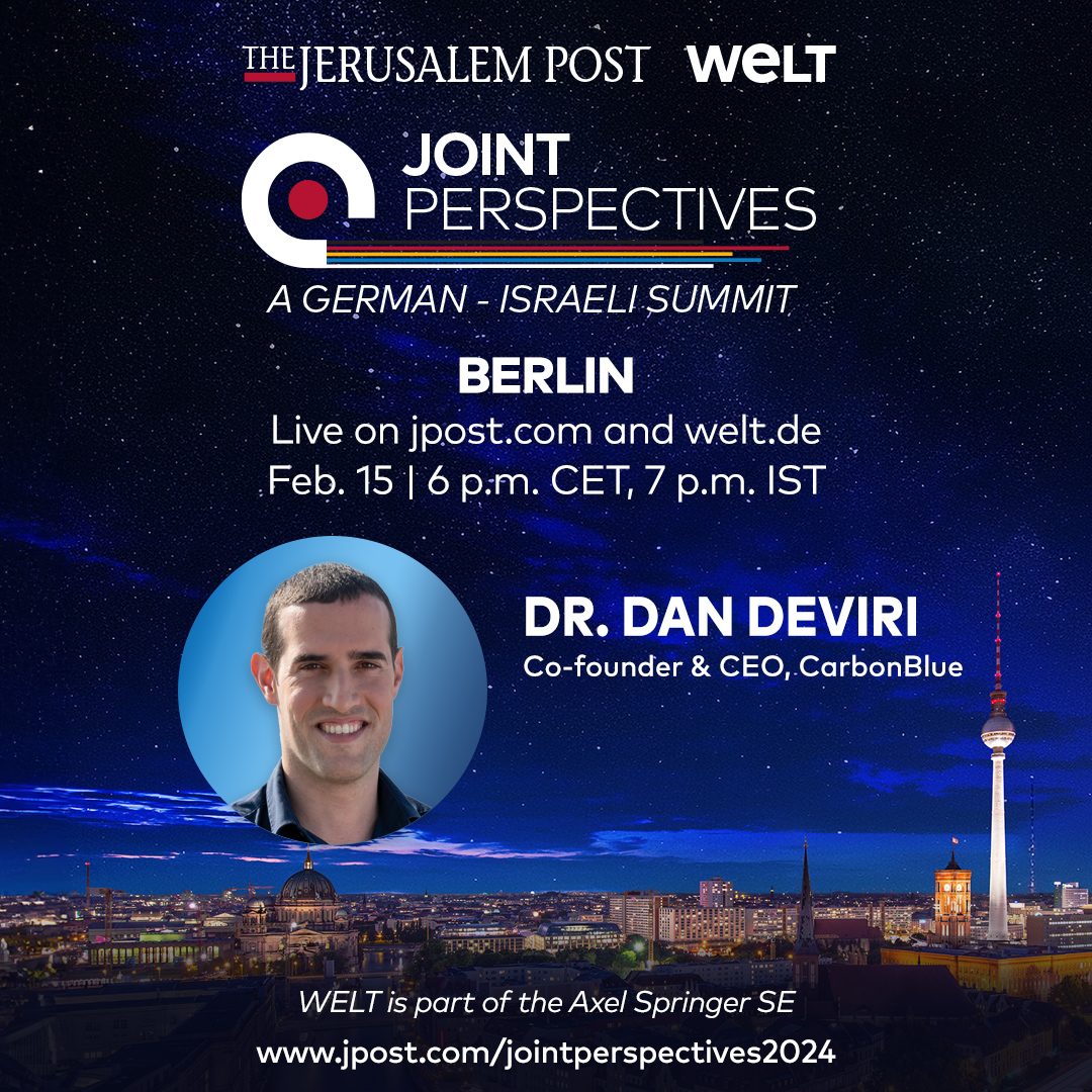 The Jerusalem Post (@jerusalem_post) on Twitter photo Dr. <a href="/DDeviri/">Dan Deviri</a> is the Co-founder and CEO of @CarbonBlue_cc - He will be one of our speakers in Berlin.
Learn more: jpost.com/jointperspecti… Dr. <a href="/DDeviri/">Dan Deviri</a> is the Co-founder and CEO of @CarbonBlue_cc - He will be one of our speakers in Berlin.
Learn more: jpost.com/jointperspecti…